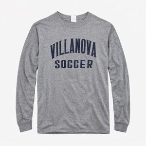Villanova Soccer‎ Y2K Era Long Sleeve Shirt Gray L Made In USA Soffe Sports Ivy